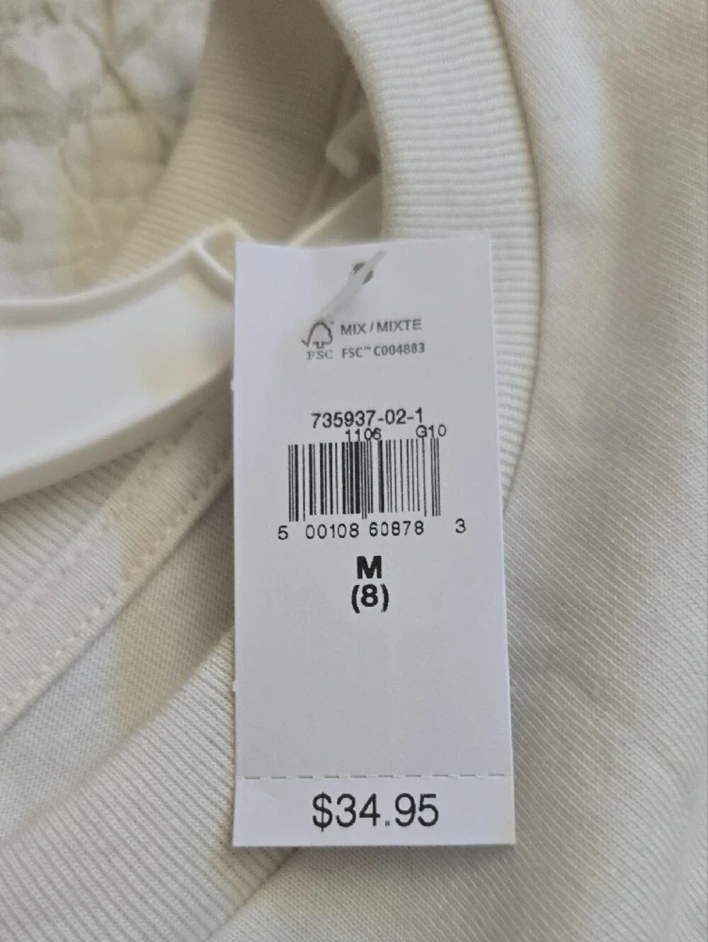 GAP Cream Long Sleeve Tee with Light Blue Logo